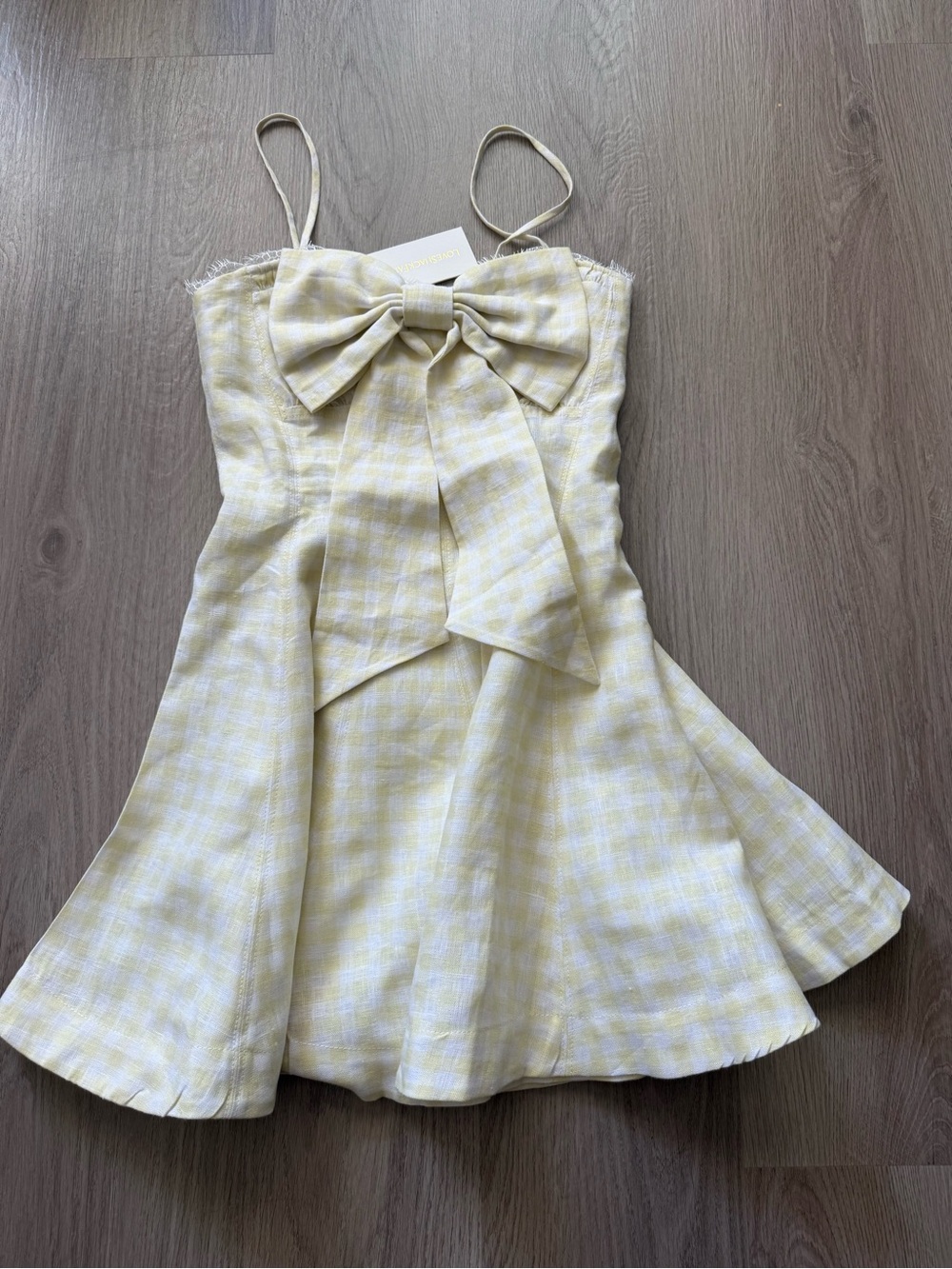 LoveShackFancy CLARINE GINGHAM BOW MINI DRESS - Picture 12 of 15